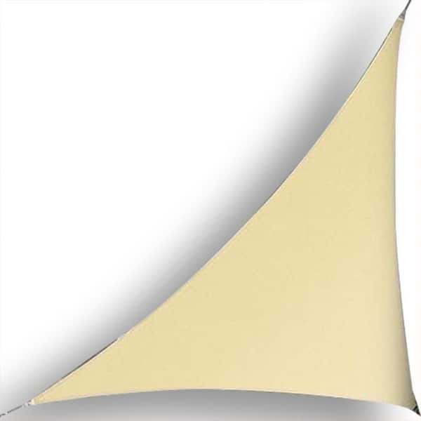 24 ft. x 24 ft. x 33.9 ft. Beige Right Triangle Sun Shade Sail Canopy Outdoor Patio Fabric Screen,UPF50+ 95% UV Blockage