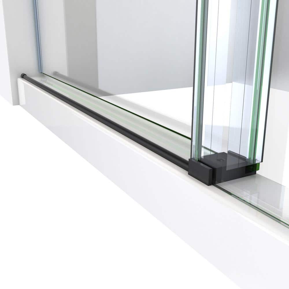 Matte Black Frameless Clear Glass Sliding Shower Enclosure