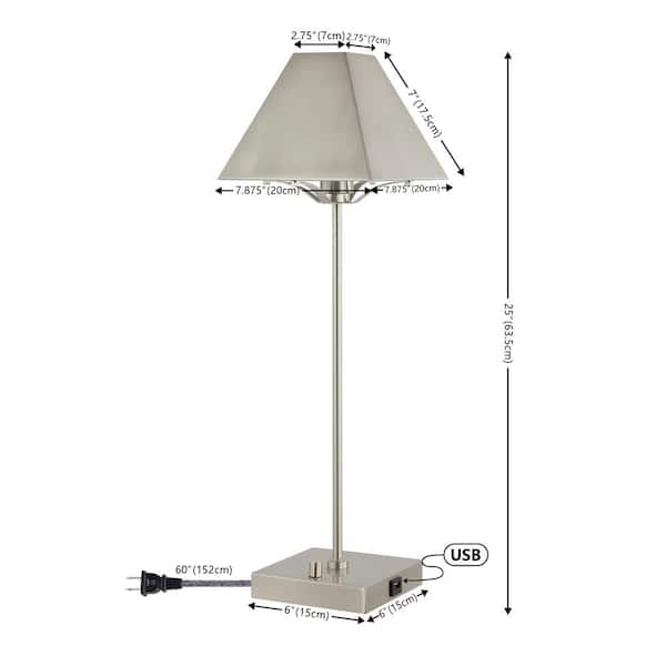 JONATHAN Y Ruthen 25 in. Industrial Style Iron Pyramid Bedside LED