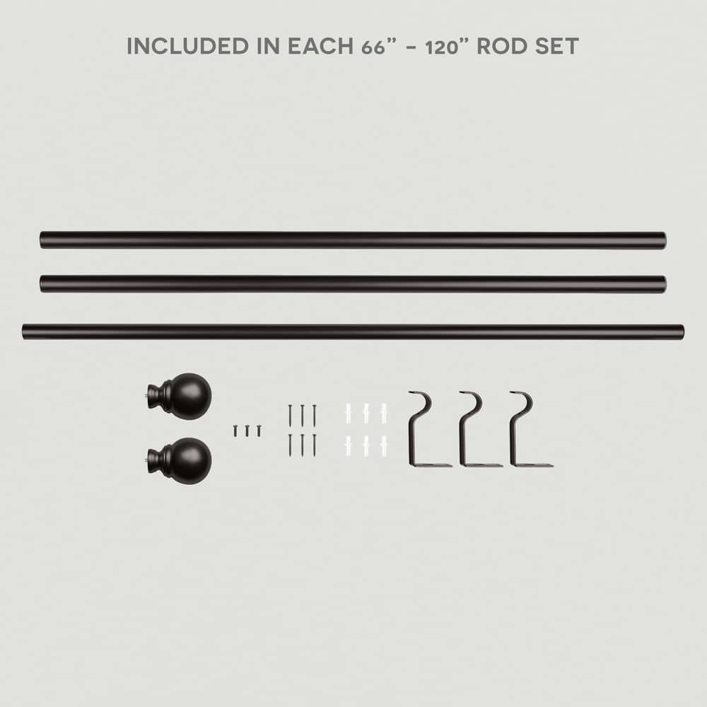 Adjustable Matte Bronze Iron Curtain Rod with Sphere Finials