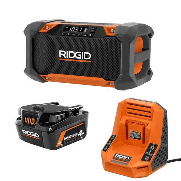 18V 4.0 Ah MAX Output Battery and Rapid Charger Kit with 18V Hybrid Jobsite Radio with Bluetooth Technology