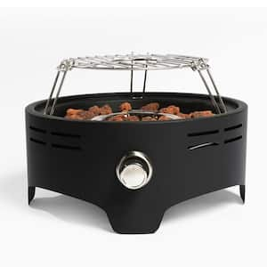 15 in. Metal Outdoor Portable Propane Fire Pit Table Camping Fire Pit with Cooking Support and Regulator Fire Pit Table