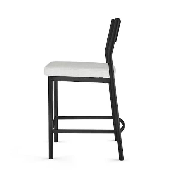 Madeira 26.75 in. White PVC / Black Metal Counter Stool