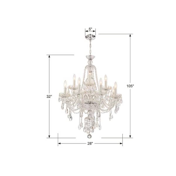 Crystorama Candace 12 Light Polished, Chrome Crystal Chandelier Chain