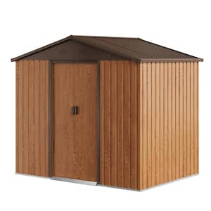 8 ft. W x 6 ft. D Light Brown Galvanized Steel Storage Shed with Double Door (48 sq. ft.)