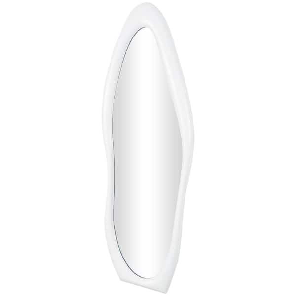 Litton Lane 63 in. W x 24 in. H Abstract Wavy Asymmetrical Framed White Wall Mirror