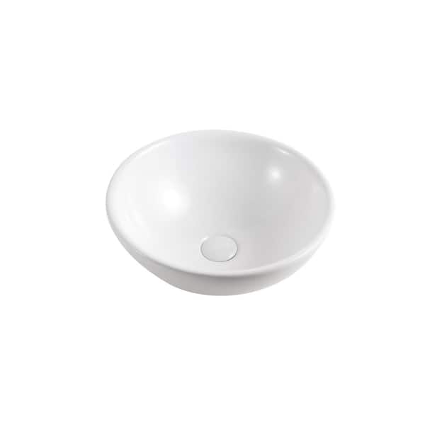 Round Vessel Bathroom Sink in White