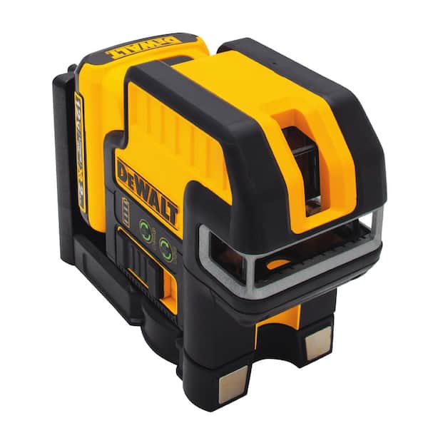 DEWALT 12V MAX Lithium-Ion 100 ft. Green Self-Leveling 5-Spot and Cross Line Laser Level, 2.0Ah Battery, and TSTAK Case