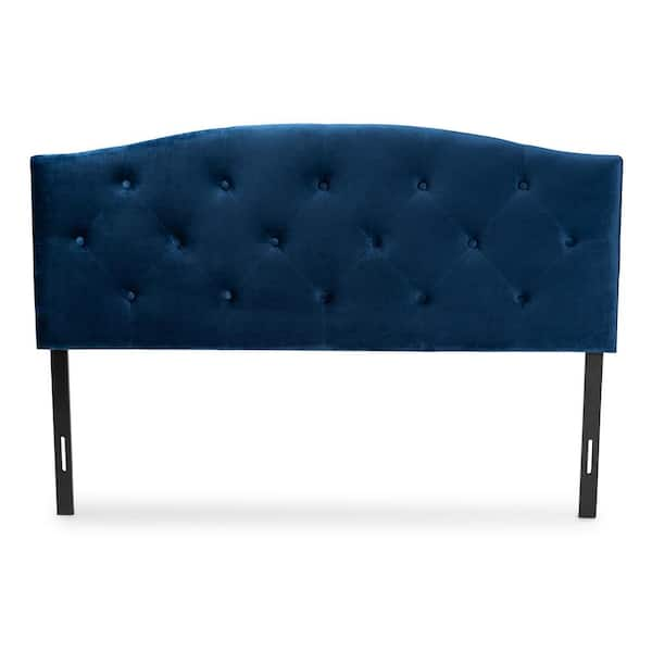 Baxton Studio Leone Navy Blue and Dark Brown King Headboard 198