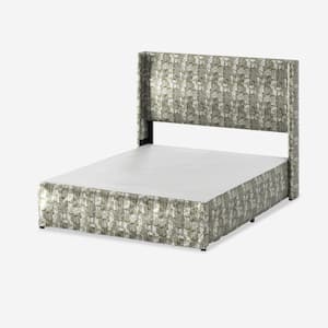 Raymond 2 Piece Gold Wingback Design King Bedroom Set with Metal Platform Bed Frame