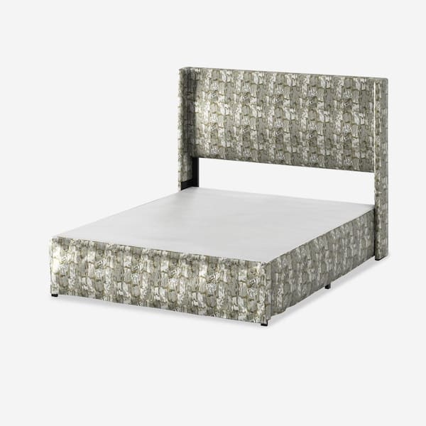 JAYDEN CREATION Raymond 2 Piece Gold Wingback Design King Bedroom Set with Metal Platform Bed Frame