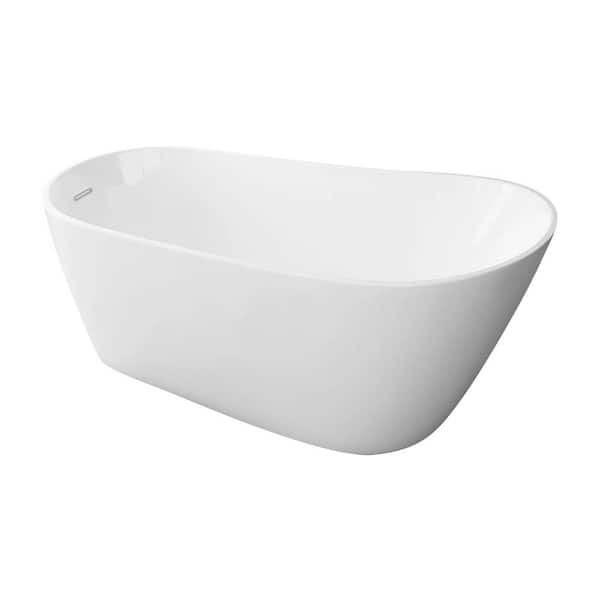 66.93 in. x 31.5 in. Acrylic Surface Freestanding Soaking Bathtub in White