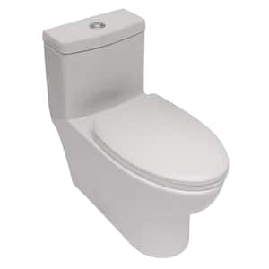 12 in. 1-Piece 1.1/1.6 GPF Dual Flush Elongated Toilet in White-1 with Slow-Close Seats and Wax Rings