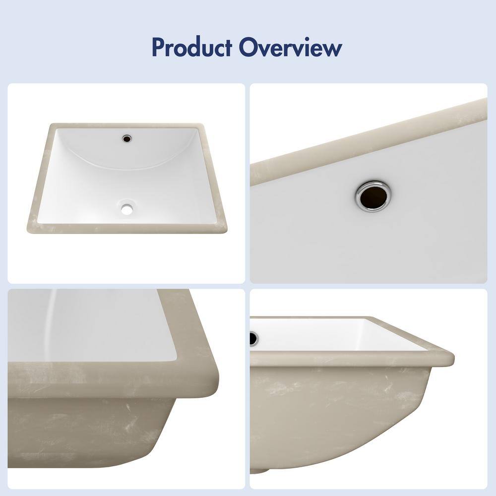 Denbigh 21'' White Ceramic Rectangular Undermount Sink