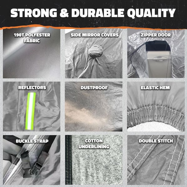 Mockins 190 in. x 75 in. x 72 in. Water Resistant Car Cover - 190T Silver Polyester - Medium SUV Cover