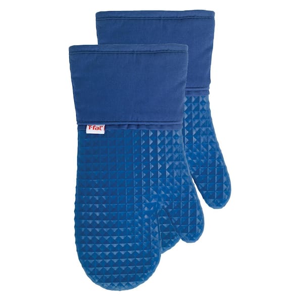RITZ T-fal Blue Cotton Waffle Silicone Oven Mitt (Set of 2)