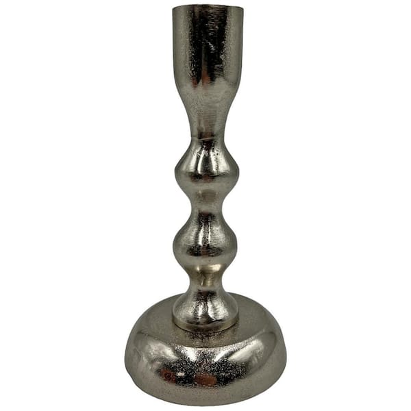 Silver 7 in. x 3.5 in. Aluminum Decorative Bubble Metal Candle Holder