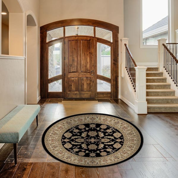 Jewel Antep Black 5 ft. Round Area Rug
