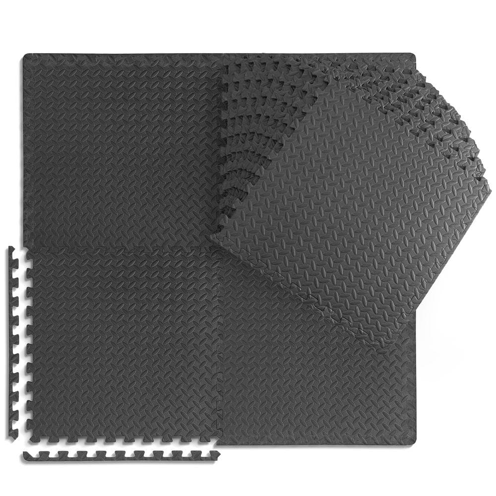 Black 24 in. W x 24 in. L x 0.5 in. T EVA Foam Diamond Pattern Gym Flooring Mat (24 Tiles/Pack) (96 sq. ft.) price history on PriceWatchPro