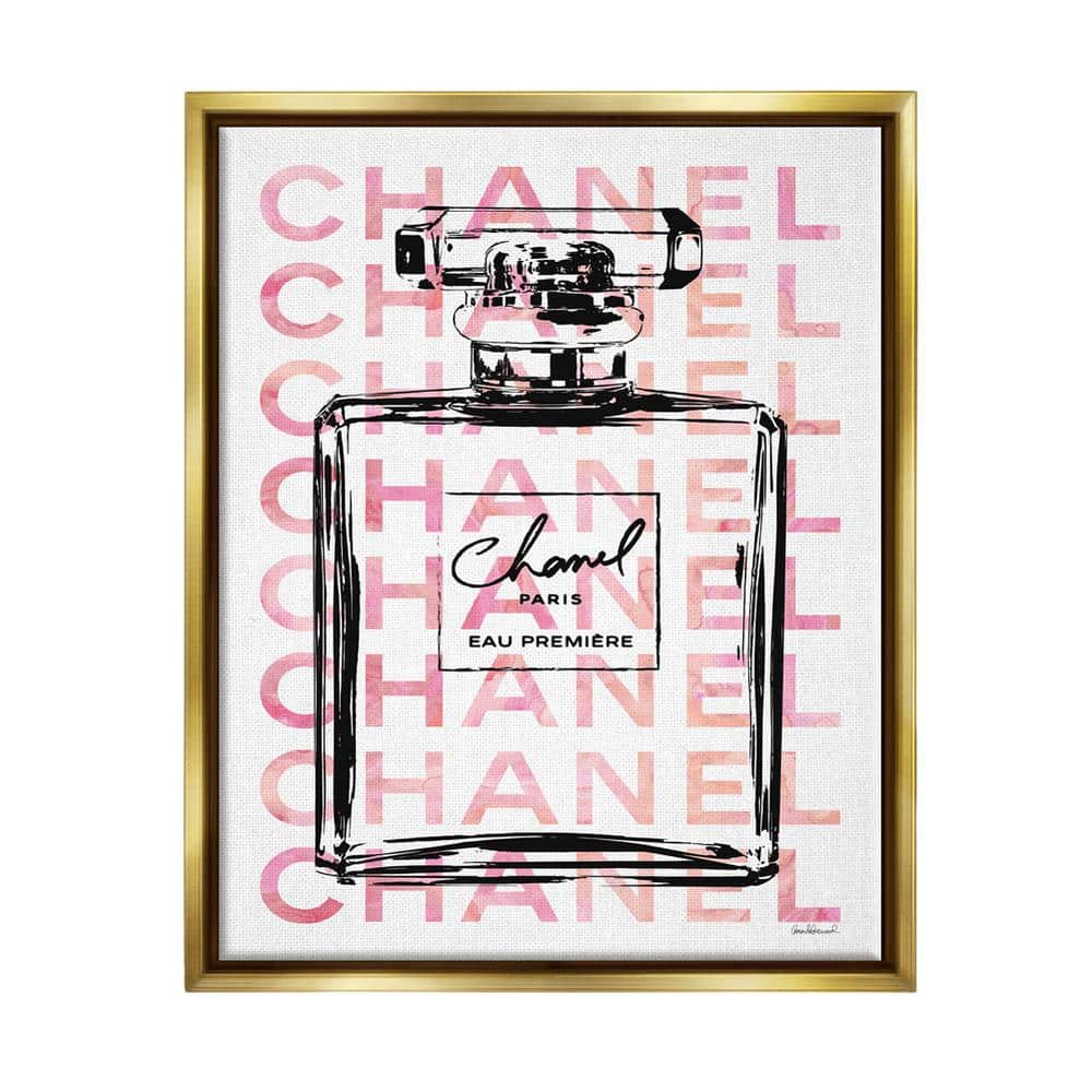 The Stupell Home Decor Collection Glam Perfume Bottle With Words Pink Black  by Amanda Greenwood Floater Frame Culture Wall Art Print 17 in. x 21 in.  agp-110_ffg_16x20 - The Home Depot