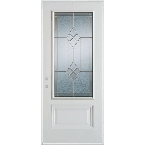 Stanley Doors 32 in. x 80 in. Geometric Zinc 3/4 Lite 1-Panel Painted White Right-Hand Inswing Steel Prehung Front Door