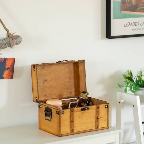 Vintiquewise Farmhouse Antique-Style Wood Treasure Chest with
