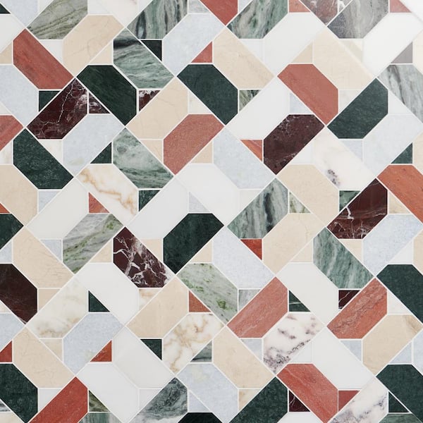 Sheba Tuscany Multicolor 12.83 in. x 12.83 in. Polished Marble Luxury Mosaic Floor and Wall Tile 1.14 sq. ft./Each