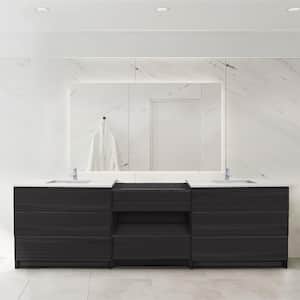 Element Standing 102 in. W x 22 in. D x 35 in. H Bath Vanity in Ebony with Calacatta White Quartz Top Single Hole