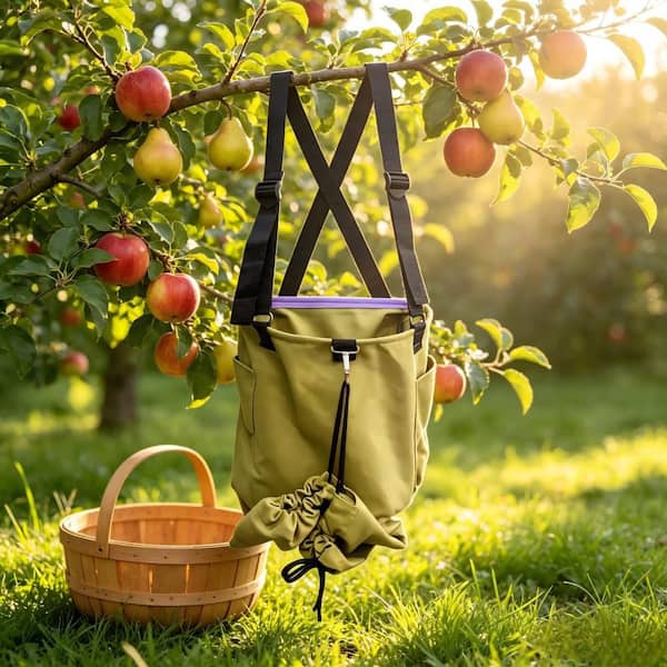 Drop‑Bottom Harvest, Heavy‑Duty Washable Canvas, Adjustable Straps, Fruit Picking Bag Garden Harvest Set, Fruit Basket