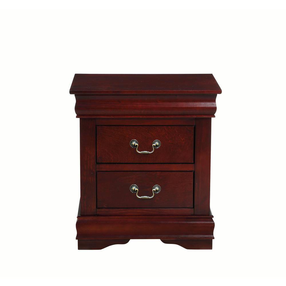 Elegant Cherry Wood Nightstand with Brush Nickel Accents