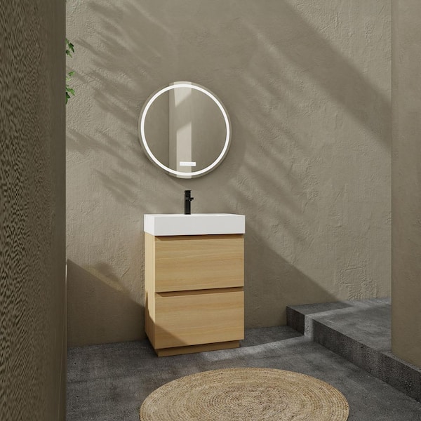 Hepburn 23.62 in. W x 18.11 in. D Freestanding Bath Vanity in Original Oak with White Resin Top Unassembled