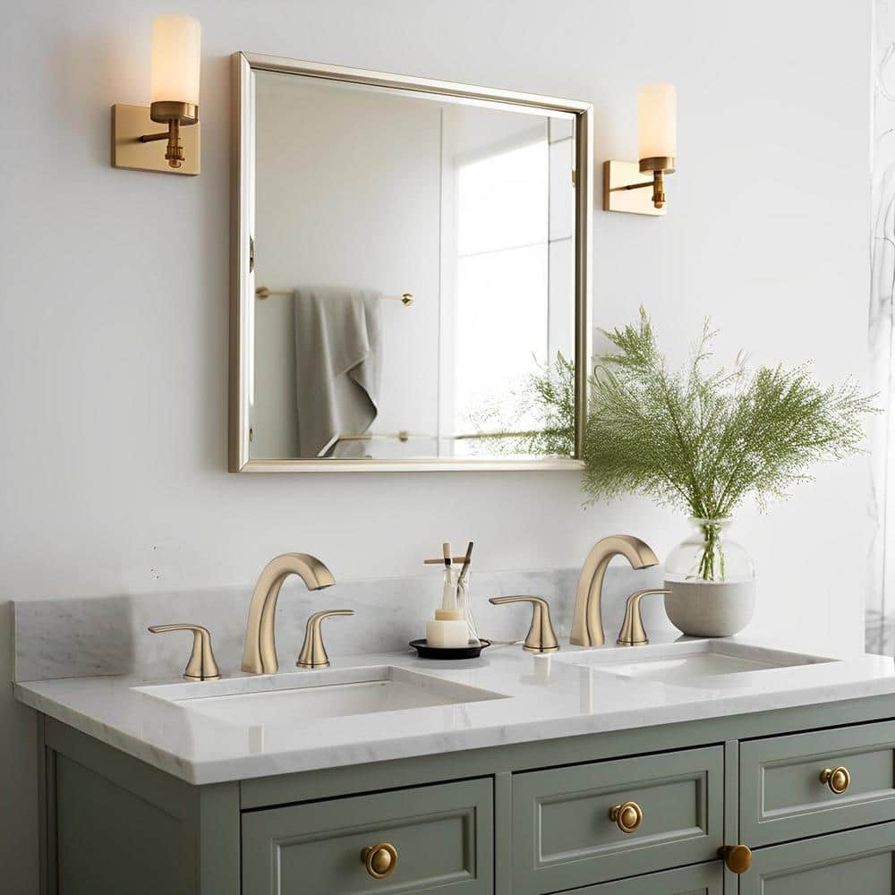 Brushed Gold 8-Inch Widespread Double Handle Bathroom Faucet