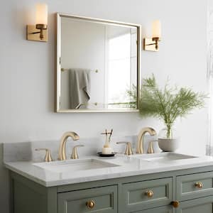 8 in. Widespread Double Handle Bathroom Faucet with Drain Assembly in Brushed Gold