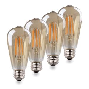 40-Watt Equivalent ST19 Dimmable Decorative Amber Glass Filament Vintage Style LED Light Bulb Warm White (4-Pack)