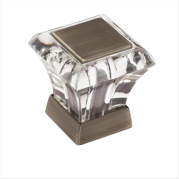 Amerock Abernathy 1-1/16 in. L (27 mm) Crystal Antique Silver Square Cabinet Knob