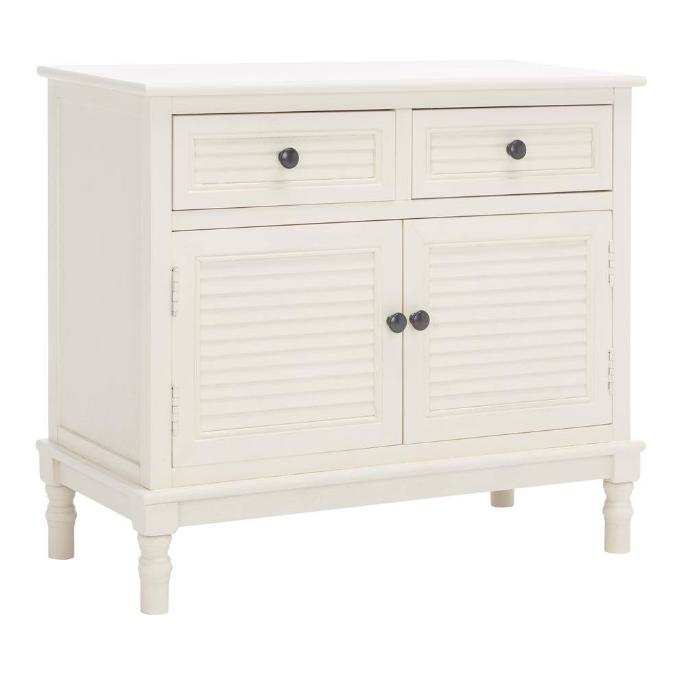 Tate Distressed White Farmhouse Chic Sideboard with Turned Legs