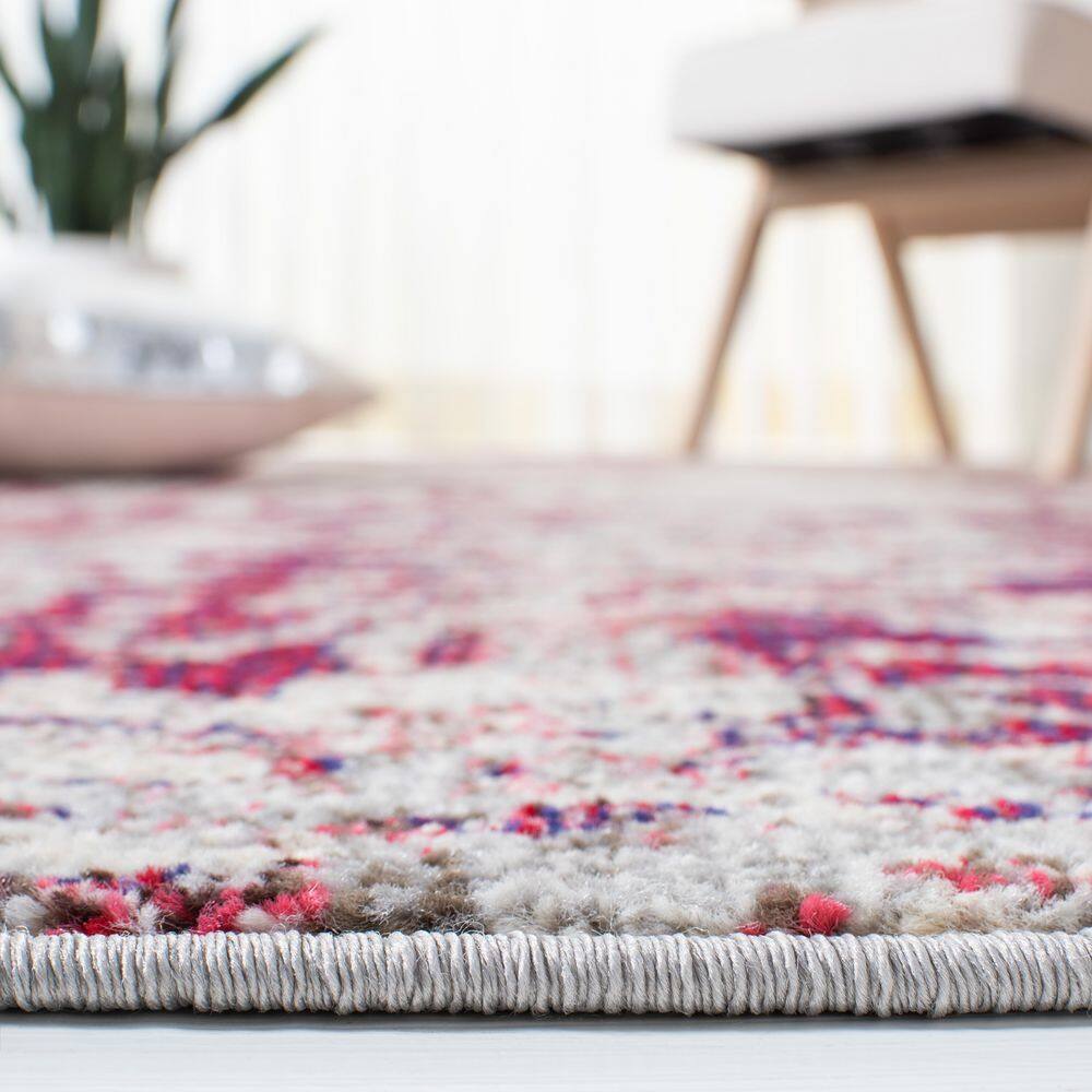 Beige and Purple Synthetic Square Area Rug 6'7"