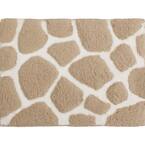 Super Plush Linen/White 20 in. x 32 in. Pebble Microfiber Bath Rug