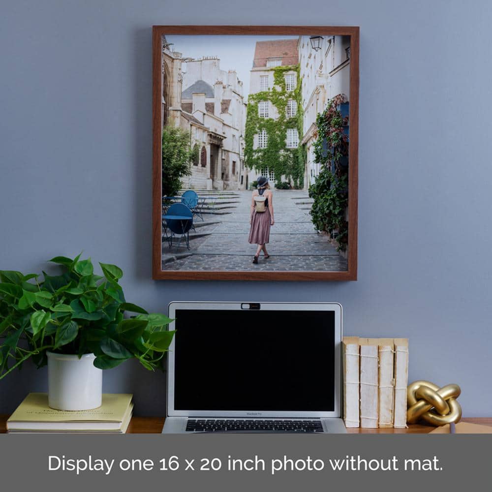 Walnut Wood Gallery Wall Frame with White Matte, 17" x 21"