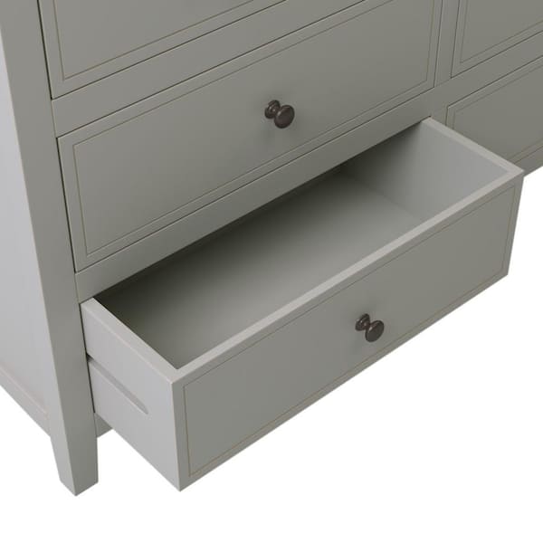 JASMODER 7-Drawer Gray Wood Dresser (30.1 in. x 48.4 in. x 15.4 in.)