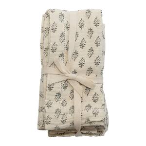 18 in. W x 0.25 in. H Charcoal and Cream Printed Floral Pattern Cotton Napkins (Set of 4)