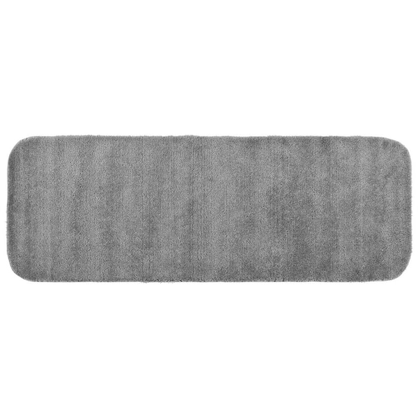 Garland Rug Traditional Platinum Gray 22 in. x 60 in. Washable Bathroom Accent Rug