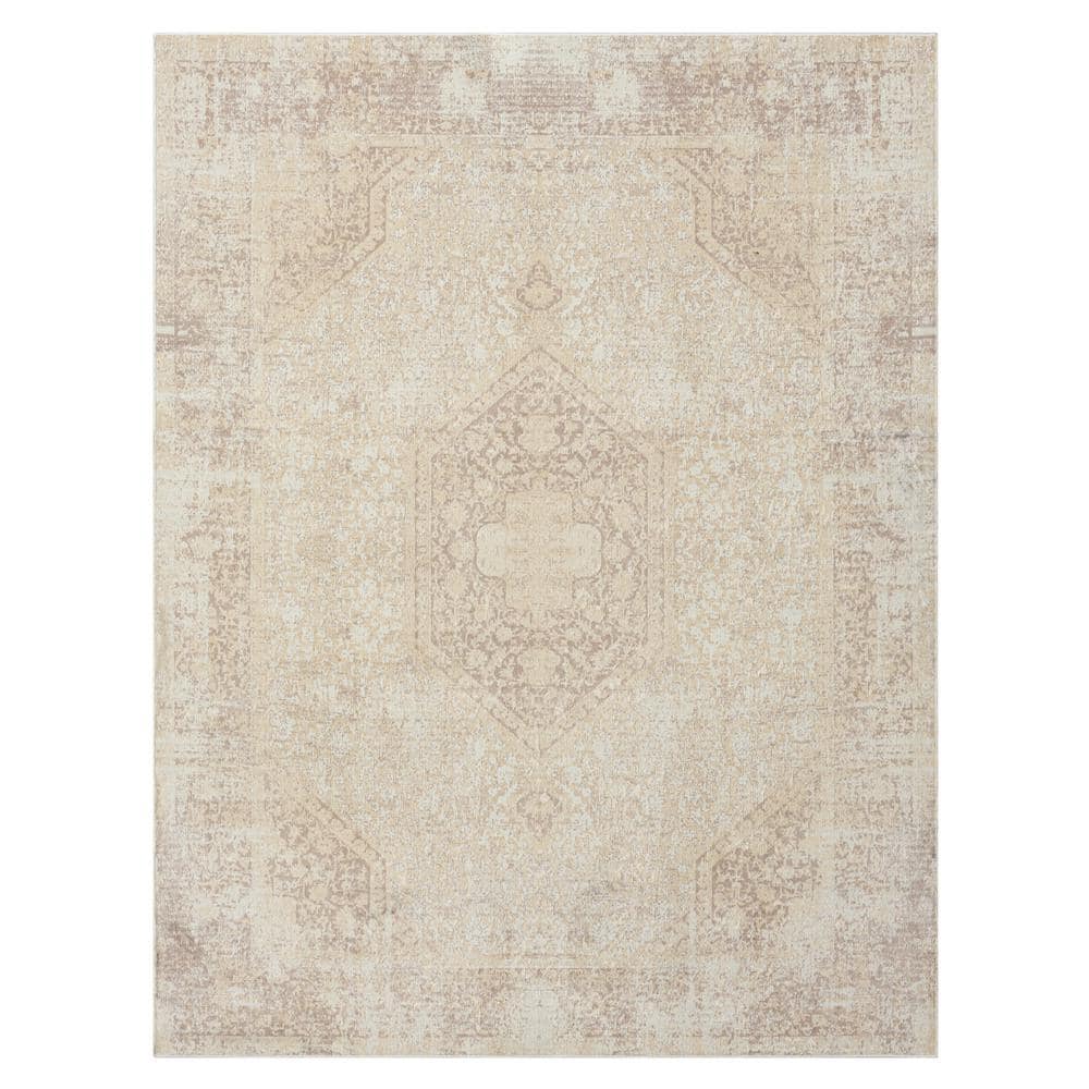 Melody Beige/Ivory 2 ft. 8 in. x 3 ft. 10 in. Contemporary Power-Loomed Med