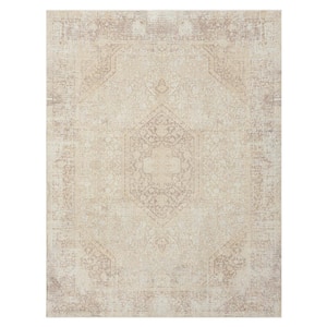Melody Beige/Ivory 2 ft. 8 in. x 3 ft. 10 in. Contemporary Power-Loomed Medallion Rectangle Area Rug