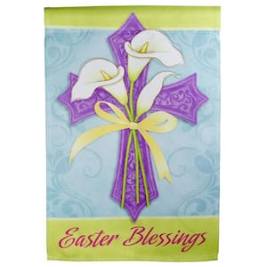 12.5 in. x 18 in. Easter Blessings Cross and Lilies Outdoor Garden Flag