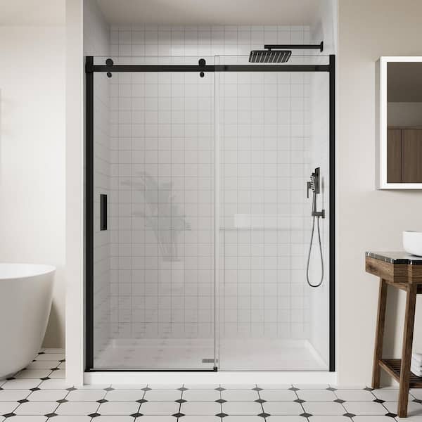 ZXDDMS 36 in. W x 72 in. H Semi-Frameless Pivot Shower Door in