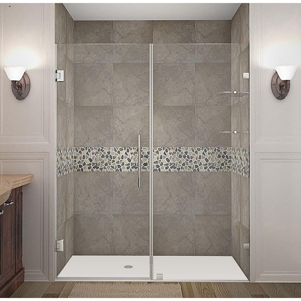 Nautis GS 72" Frameless Clear Glass Hinged Shower Door with Stainless Steel Hardware