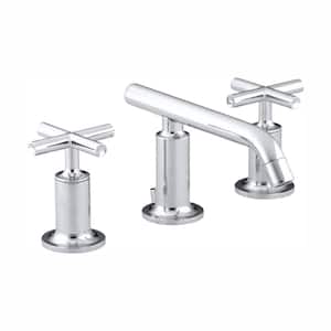 Purist 8 in. Widespread 2-Handle Low-Arc Bathroom Faucet in Polished Chrome with Low Cross Handles