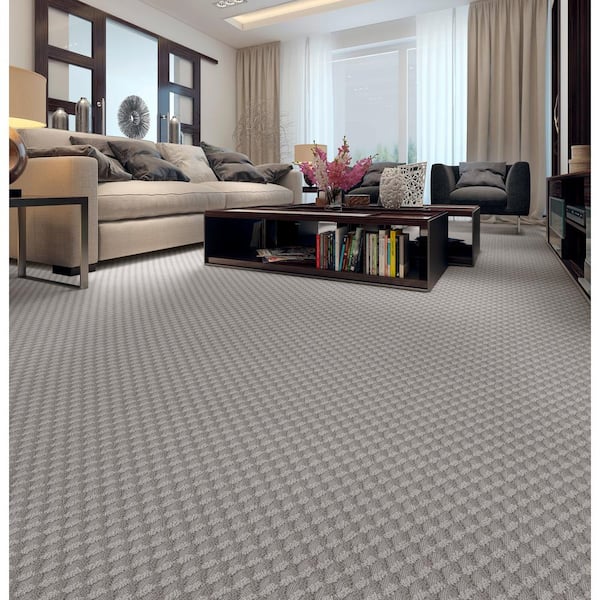Genevieve Color Eclipse Gray - 39 oz. Nylon Pattern Installed Carpet