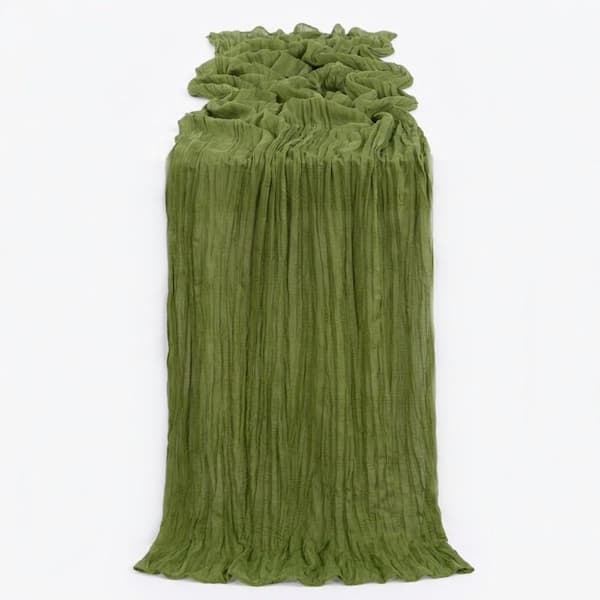 35 in. W x 120 in. L Green Solid Color Cotton Cheesecloth Table Runner for Table Decor 10 Pack